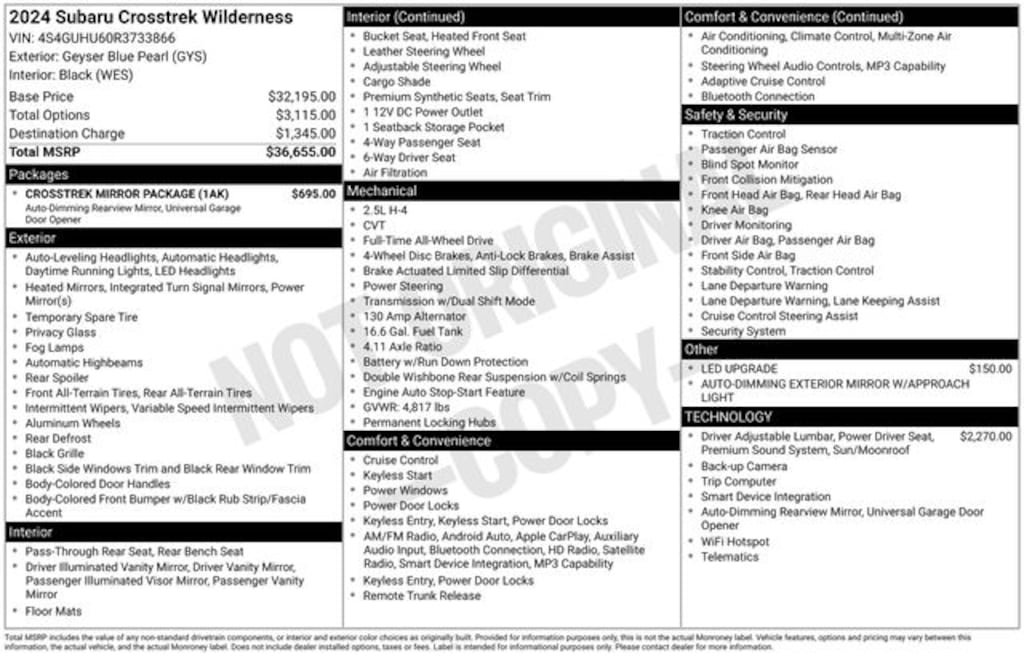 Certified 2024 Subaru Crosstrek Wilderness SUV