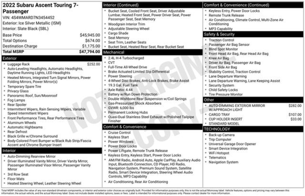 Certified 2022 Subaru Ascent Touring 7-Passenger SUV