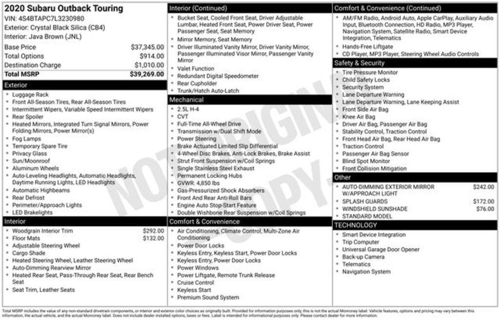 Used 2020 Subaru Outback Touring SUV