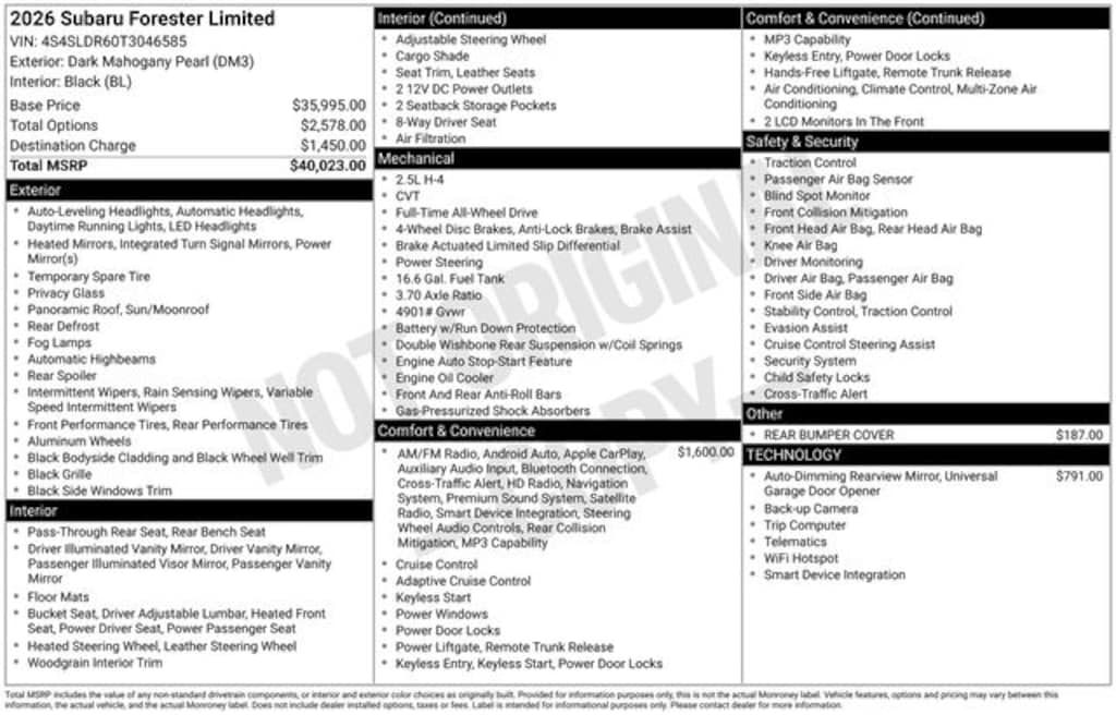 Certified 2026 Subaru Forester Limited SUV