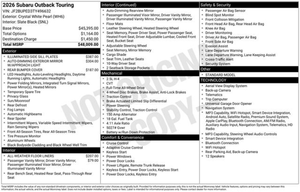 Certified 2026 Subaru Outback Touring SUV
