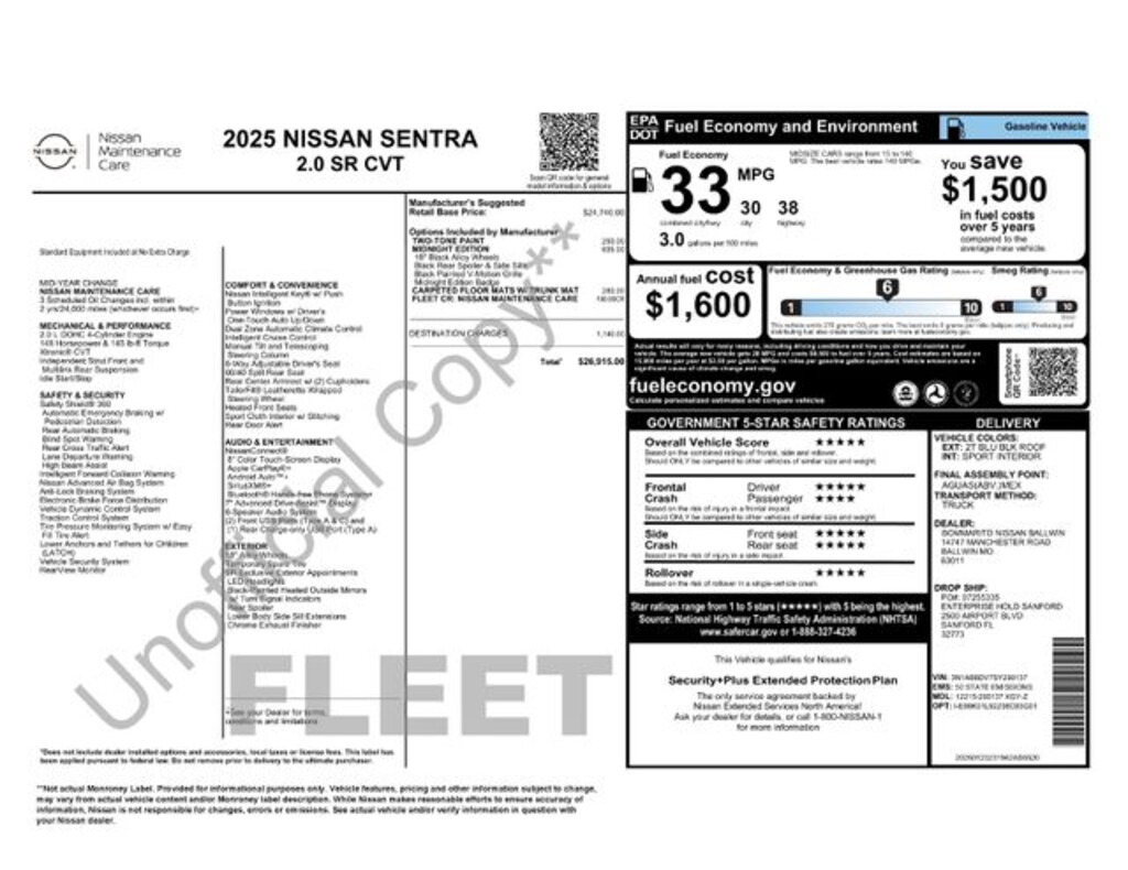 Used 2025 Nissan Sentra SR Sedan