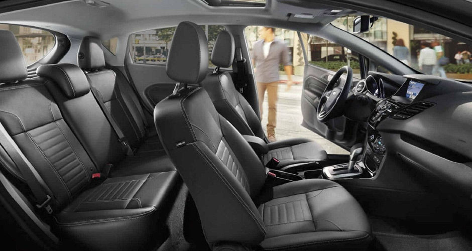 The all leather interior of the 2017 Ford Fiesta
