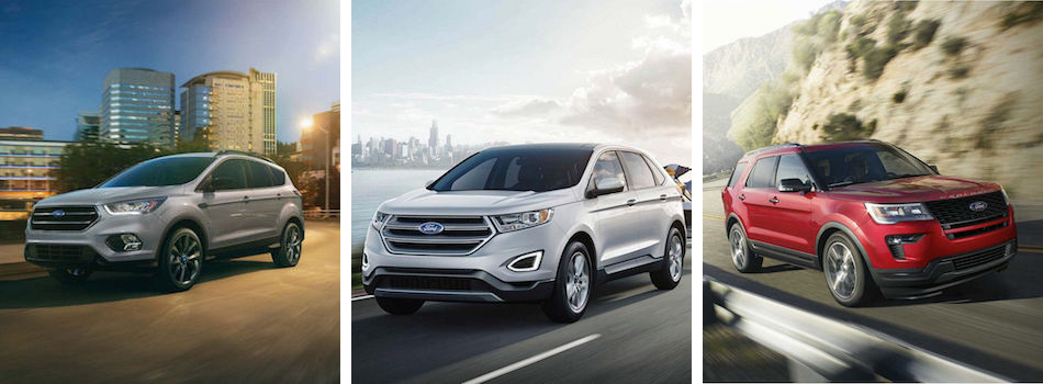2018 Ford Escape, Edge & Explorer driving down the road