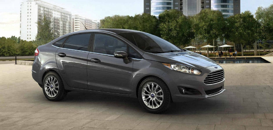A black 2017 Ford Fiesta parked