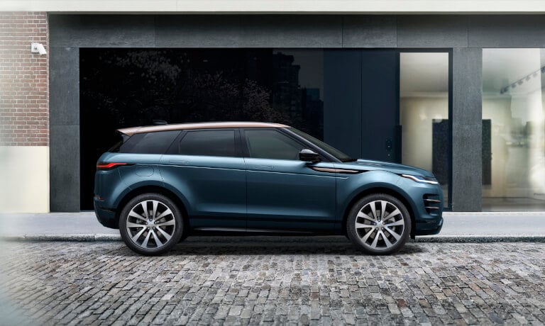 2026 Range Rover Evoque side view on brick road