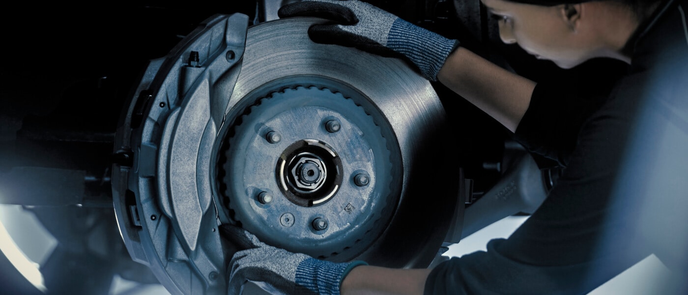 Technician working on wheel