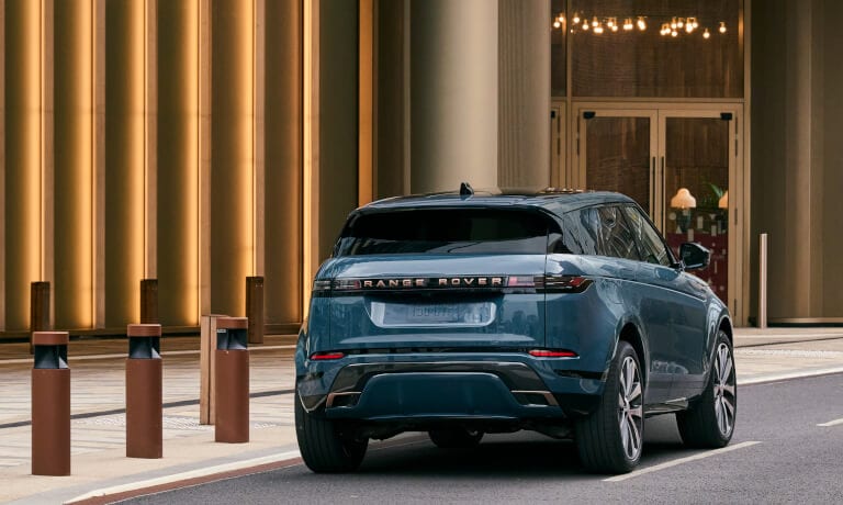 2026 Range Rover Evoque parked outside a hotel