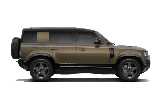 Defender 110 X-Dynamic SE in Gondwana Stone in three quarter angle.