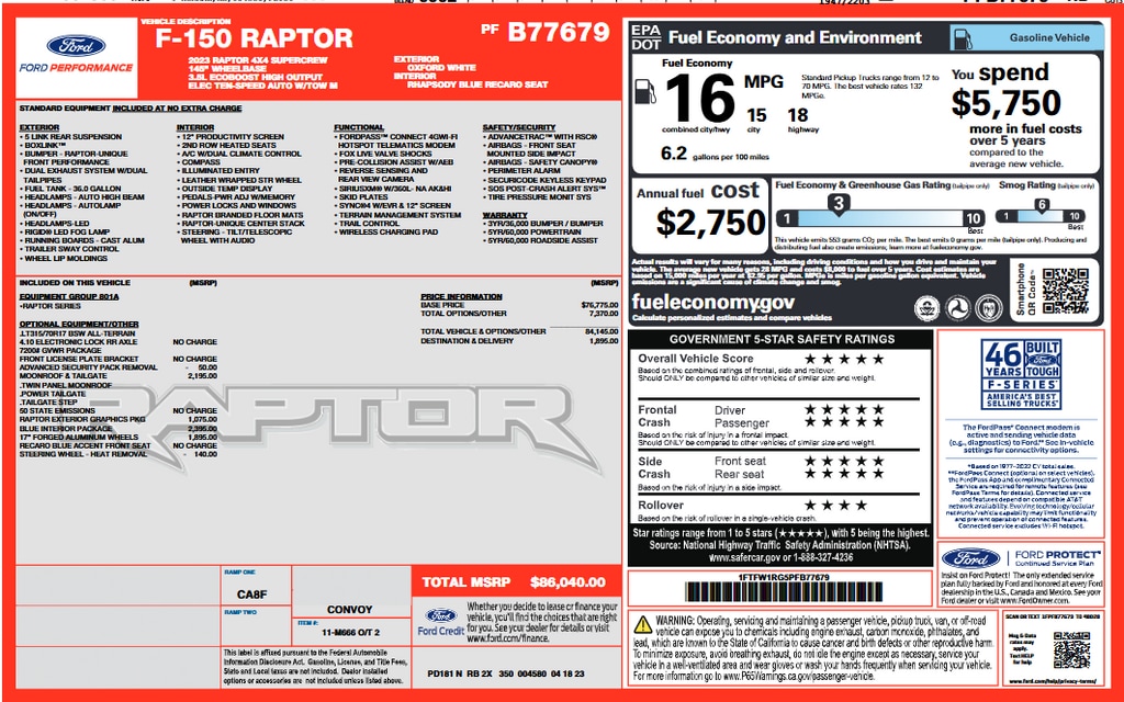 Used 2023 Ford F-150 Raptor Truck