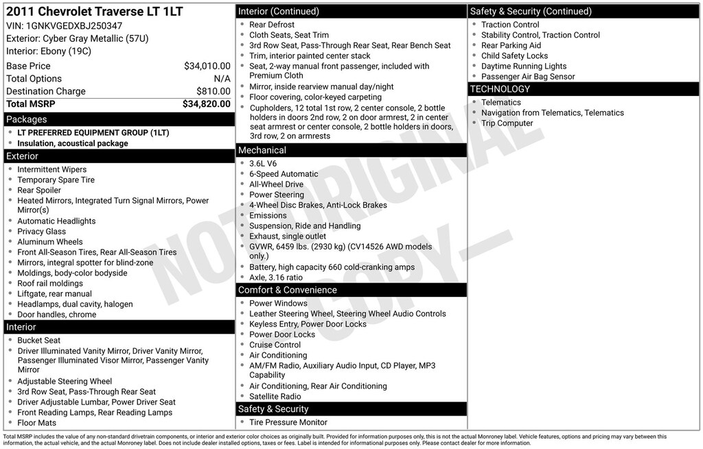 Used 2011 Chevrolet Traverse 1LT SUV