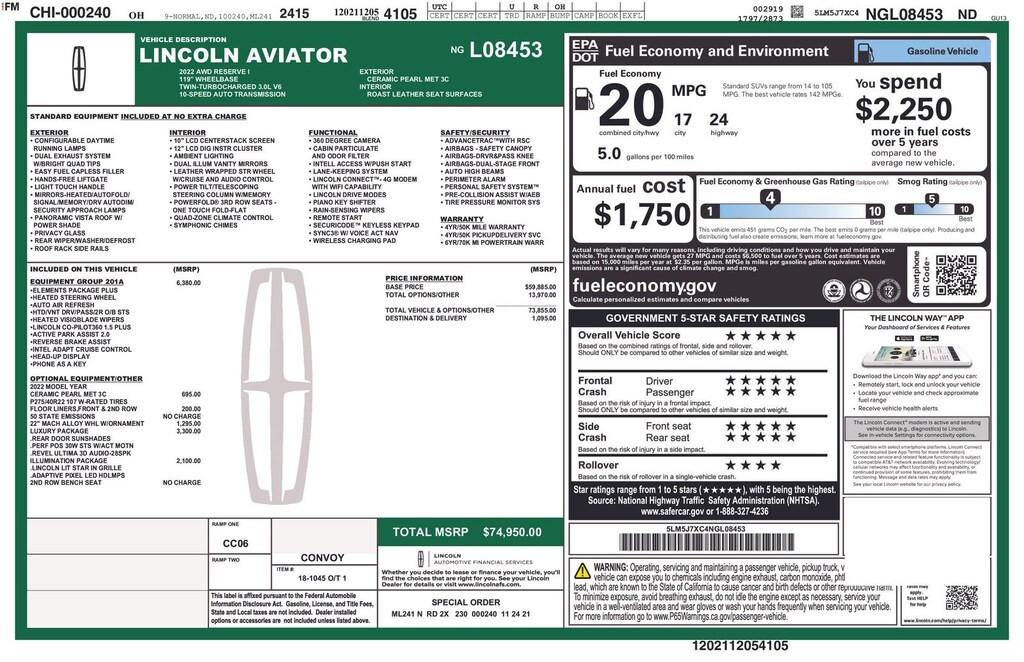 Used 2022 Lincoln Aviator Reserve SUV