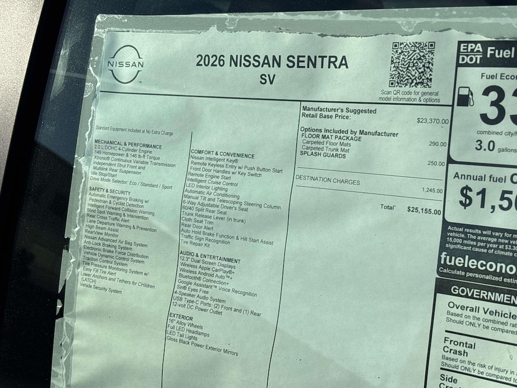 New 2026 Nissan Sentra SV Sedan