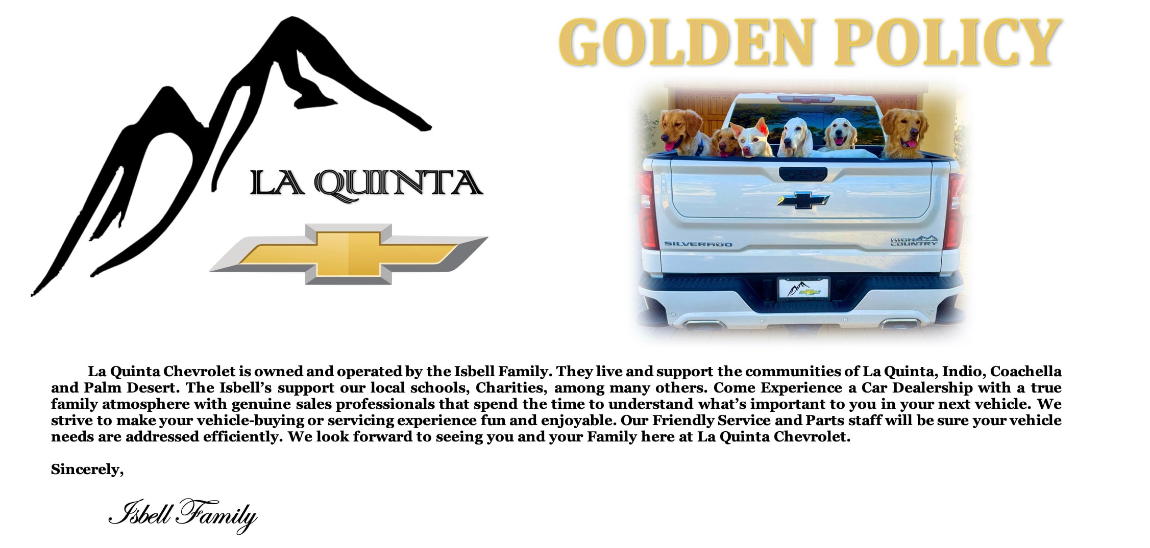 La Quinta golden policy