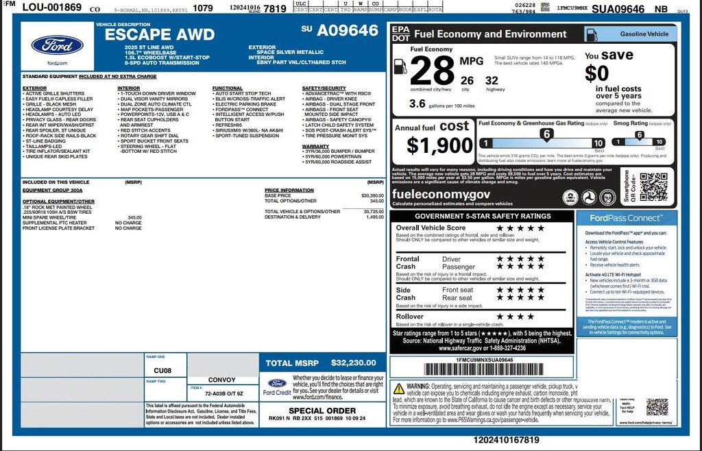 Used 2025 Ford Escape ST-Line SUV