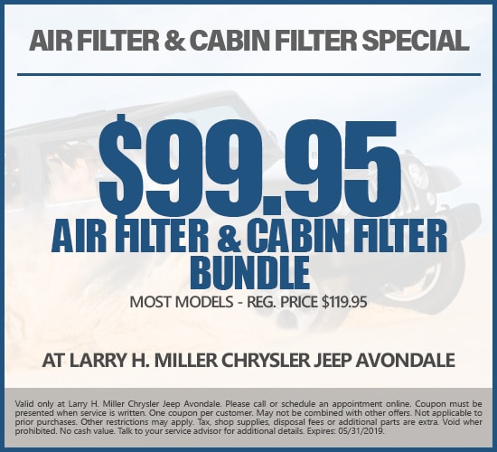 Air Filter & Cabin Filter Bundle For Just $99.95 at Larry H. Miller Chrysler Jeep Avondale