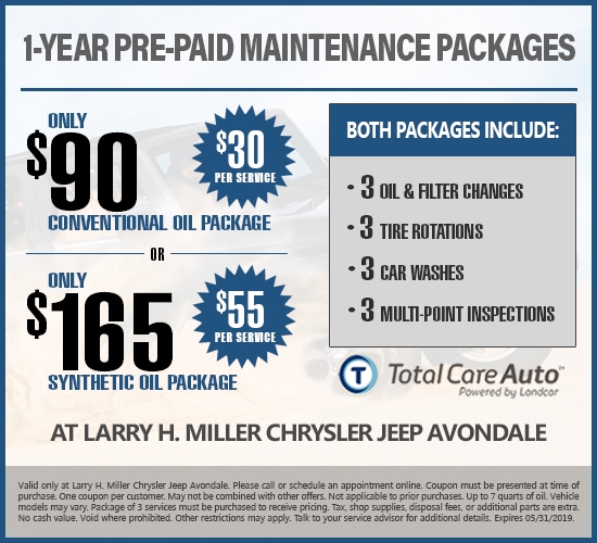 Save Big With 1-Year Pre-Paid Maintenance at Larry H. Miller Chrysler Jeep Avondale