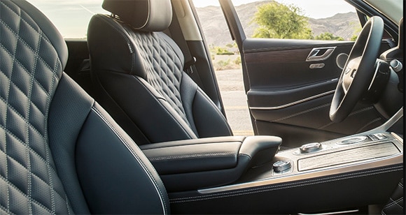 Interior front seating in the 2023 Genesis GV80