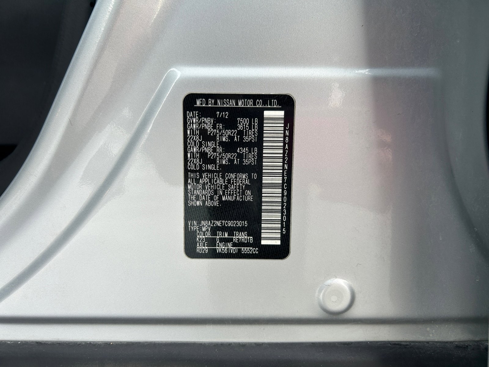 Used 2012 INFINITI QX 56 with VIN JN8AZ2NE7C9023015 for sale in Draper, UT