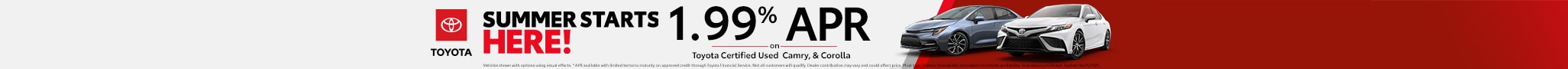 1.9% APR Financing on Select Toyota Certified Used Vehicles at Larry H Miller Toyota Lemon Grove