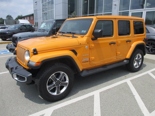 Used 2021 Jeep Wrangler Unlimited Sahara with VIN 1C4HJXEG7MW693943 for sale in Latrobe, PA