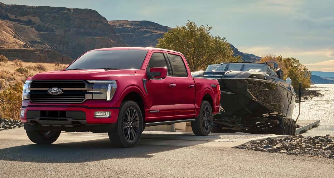 Ford F-150 towing a recreational boat