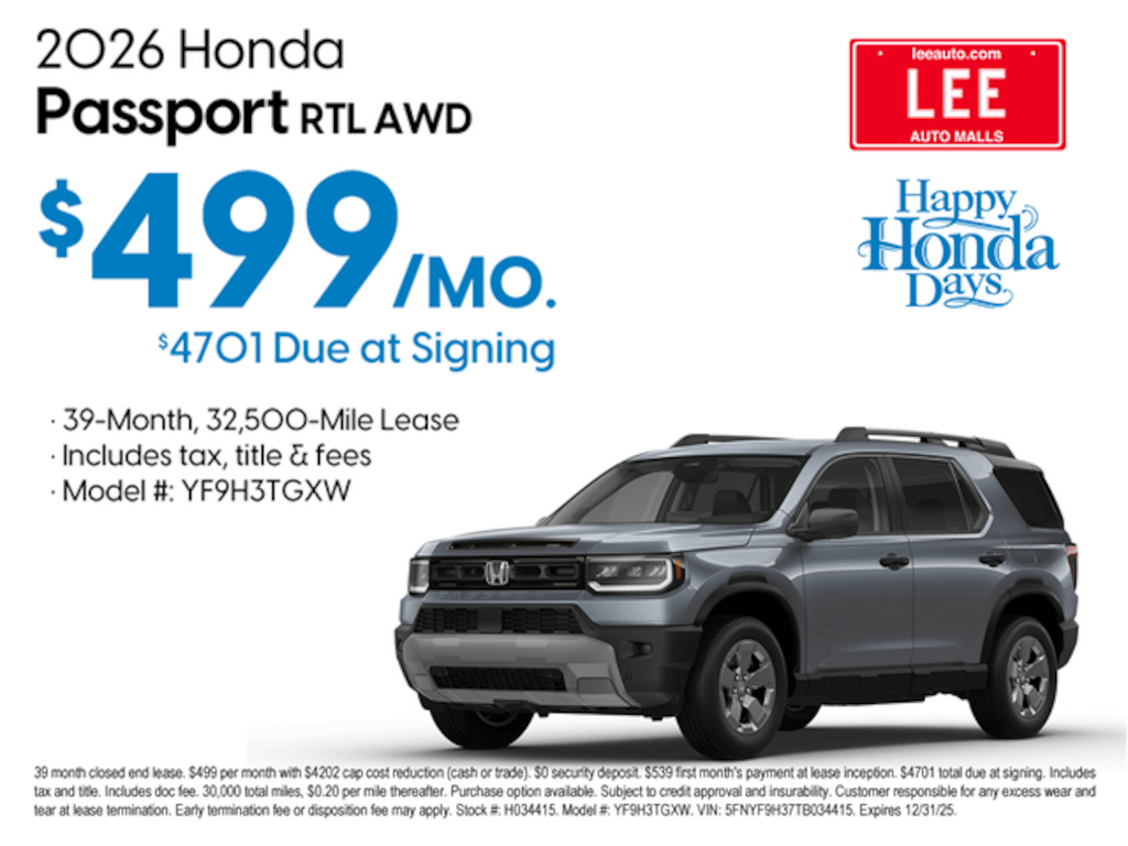 New 2026 Honda Passport RTL Towing SUV