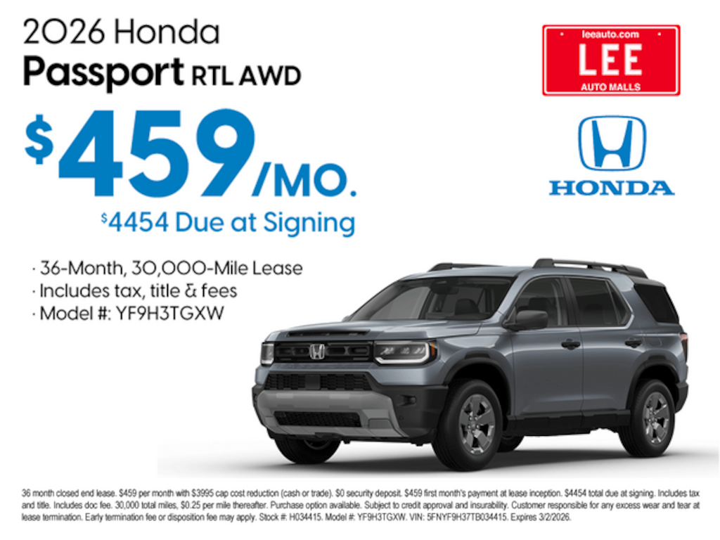 New 2026 Honda Passport RTL SUV