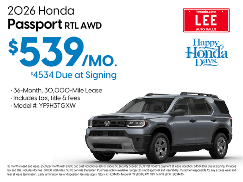 New 2026 Honda Passport RTL SUV
