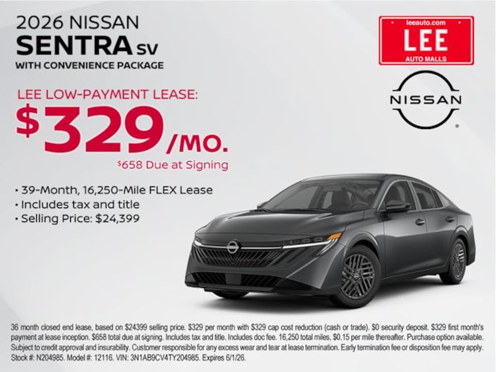 New 2026 Nissan Sentra SV Sedan