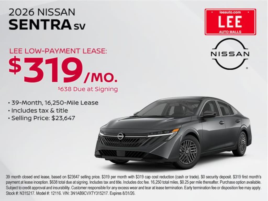 New 2026 Nissan Sentra SV Sedan