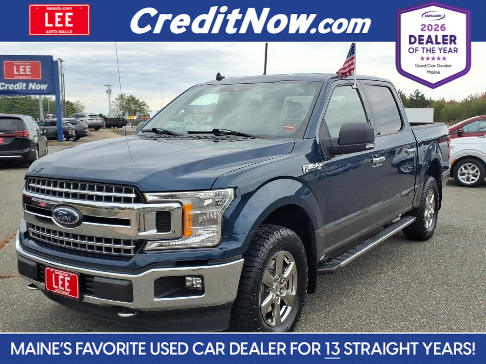 Blue 2020 Ford F-150 Pickup Truck Four-Wheel Drive Automatic