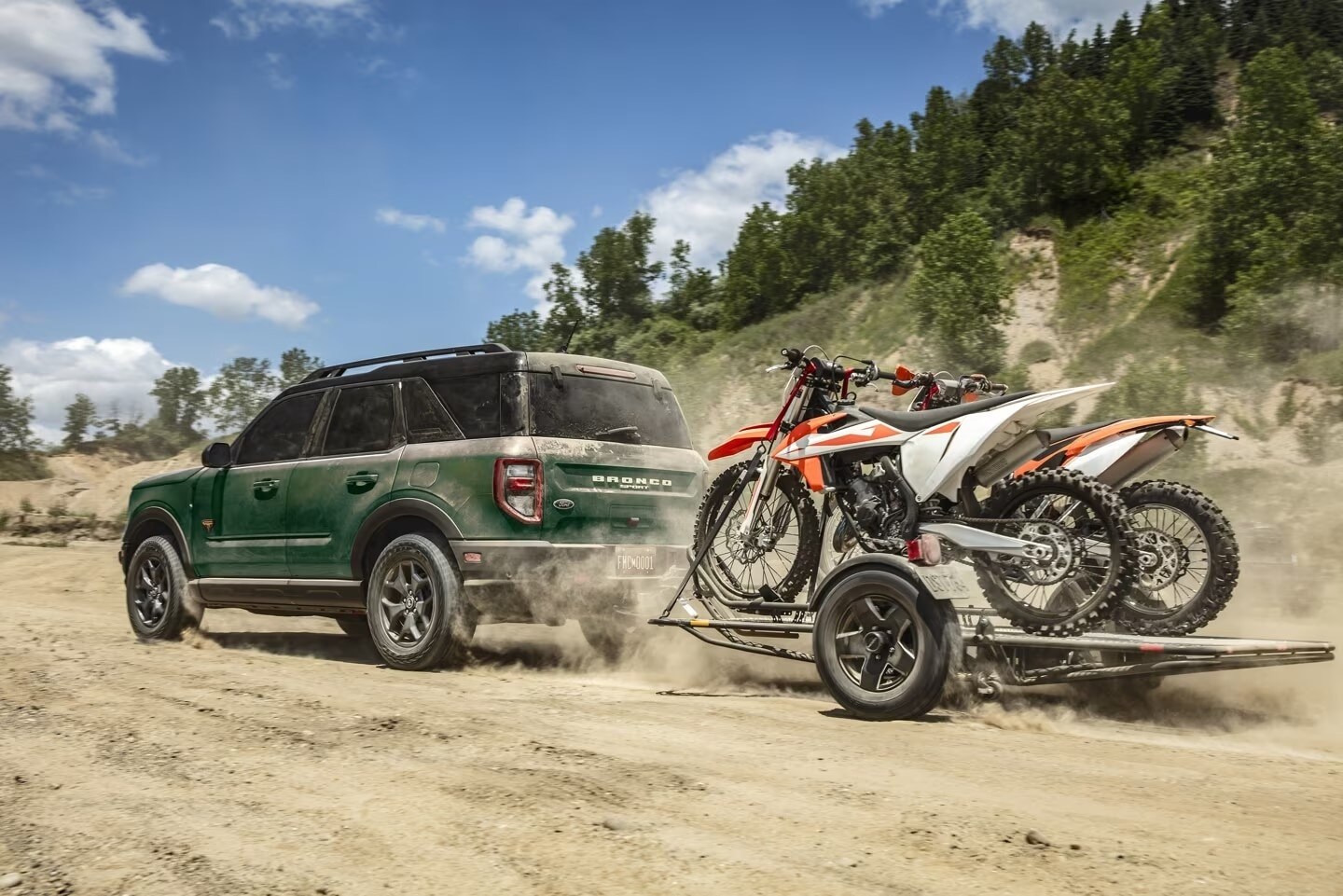 Ford Bronco Sport pulling motorcycles