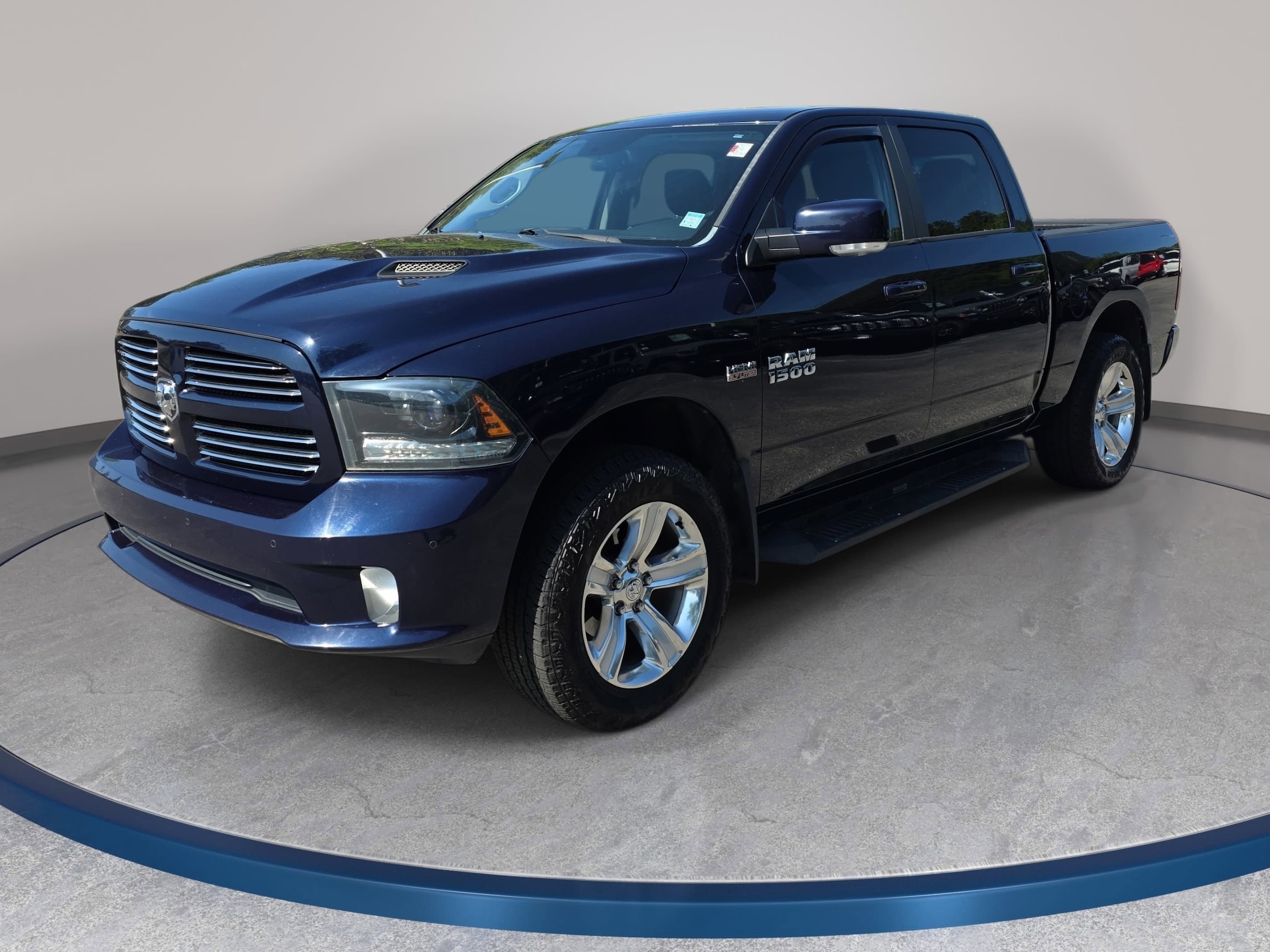 True Blue Pearlcoat 2015 RAM 1500 Sport Crew Cab 4WD Pickup Truck Four-Wheel Drive Automatic