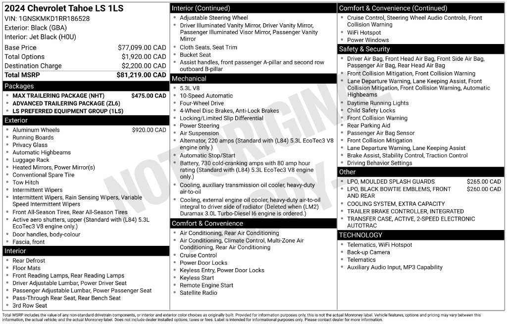 Used 2024 Chevrolet Tahoe LS 4WD SUV