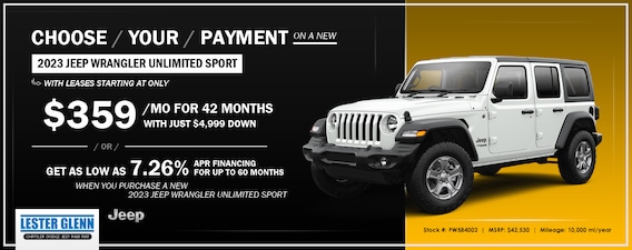 2023 Jeep Wrangler Special Near Toms River, NJ | Lester Glenn Chrysler, Dodge, Jeep, Ram, FIAT 2023 Jeep Wrangler Special Near Toms River, NJ | Lester Glenn Chrysler, Dodge, Jeep, Ram, FIAT