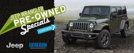 Lester Glenn Jeep Pre-Owned Wrangler Specials | Lester Glenn Chrysler,  Dodge, Jeep, Ram, FIAT