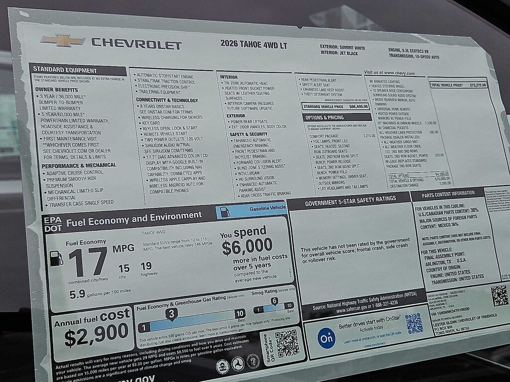 New 2026 Chevrolet Tahoe LT 4WD