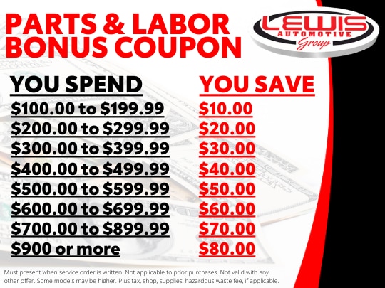 Special discount offers on vehicle service, maintenance and