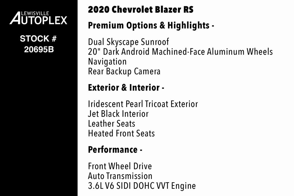 Used 2020 Chevrolet Blazer RS SUV