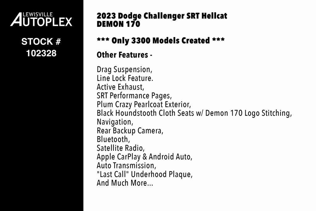 Used 2023 Dodge Challenger SRT Demon 170 Coupe