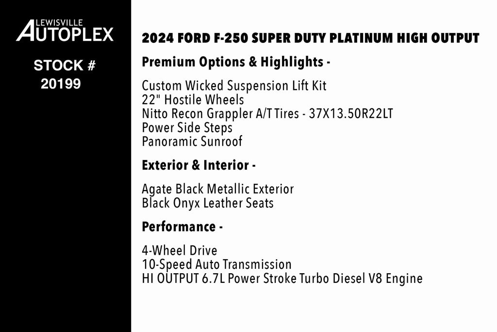 Used 2024 Ford F-250 Super Duty Platinum with VIN 1FT8W2BM5REC74243 for sale in Lewisville, TX