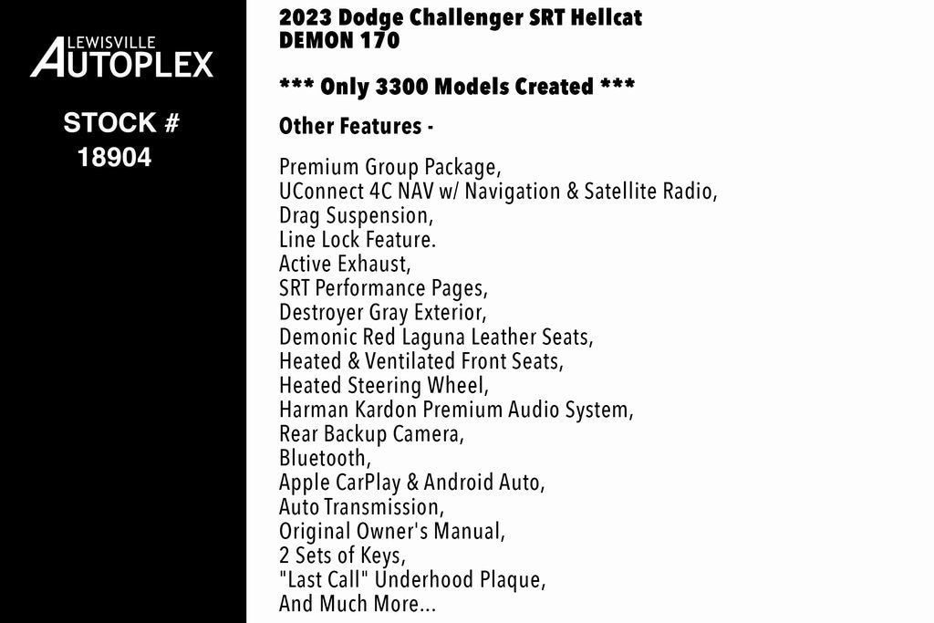Used 2023 Dodge Challenger SRT Hellcat Demon 170 Coupe