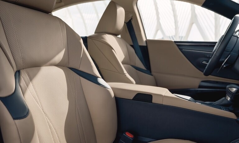 The tan interior on the Lexus ES