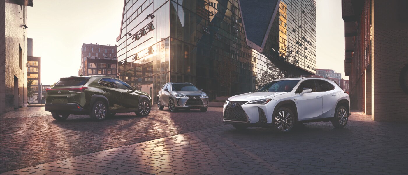 2020 Lexus UX 250h parked in front of an office