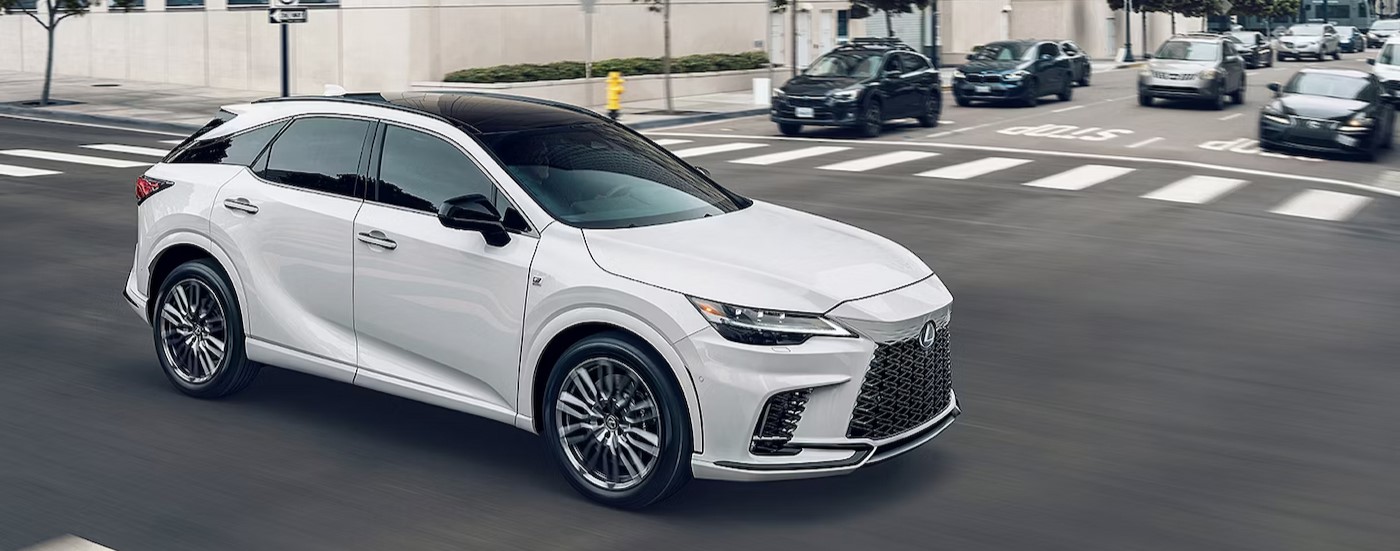 A white 2024 Lexus RX for sale in Long Island City is shown.