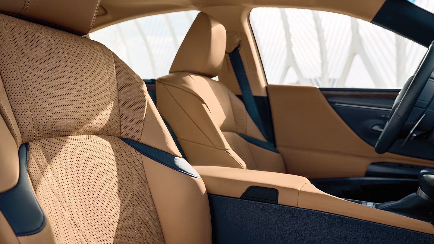 The front interior seating inside a lexus es.