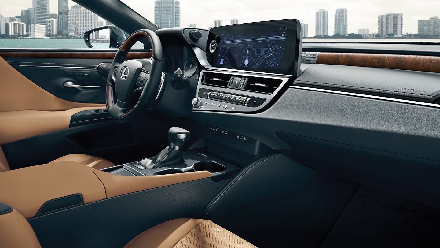 The front dash board of a car.