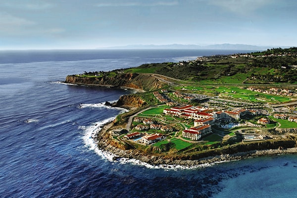 Oceanfront view shot of Terranea Resort in Palos Verdes, CA.