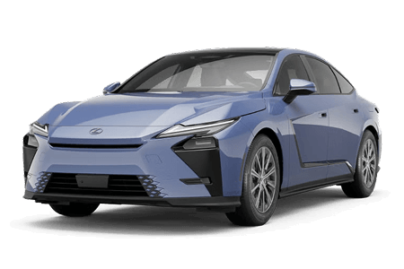 Front exterior three-quarter view of a blue Lexus ES